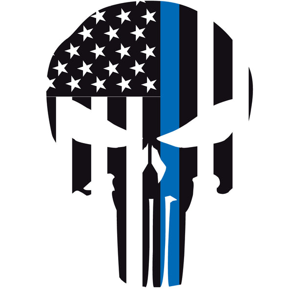 THIN BLUE LINE PUNISHER SKULL 2' HELMET DECAL