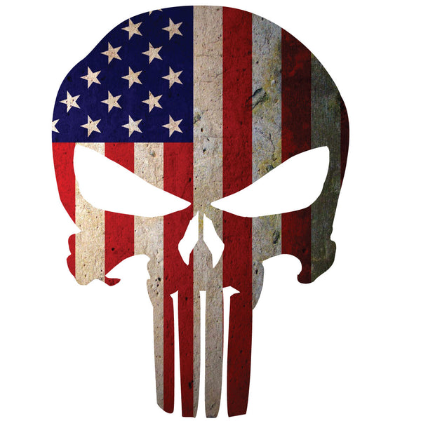 AMERICAN FLAG PUNISHER SKULL WINDOW DECAL