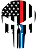 THIN RED/BLUE LINE FLAG PUNISHER SKULL REAR WINDOW REFLECTIVE HELMET DECAL