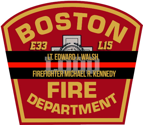 BOSTON LT WALSH FF KENNEDY LODD MEMORIAL WINDOW DECAL