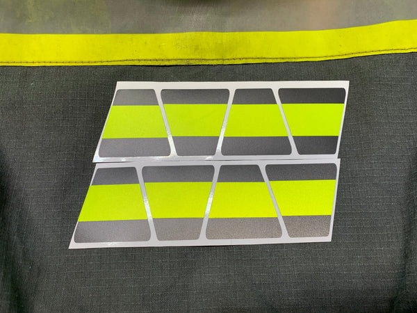 MATTE BLACK WITH MATTE FLUORESCENT YELLOW LINE TRIPLE STRIPE REFLECTIVE HELMET (TET) TETRAHEDRON 8 PACK