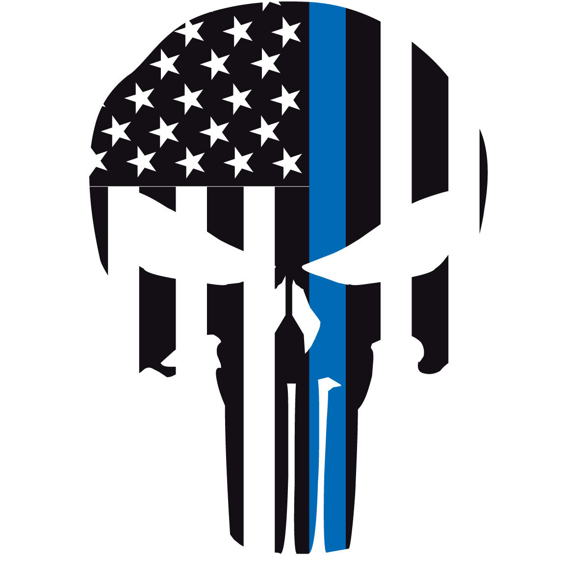 Thin Blue Line Punisher Skull Helmet Decal Police Fire Ems Viny