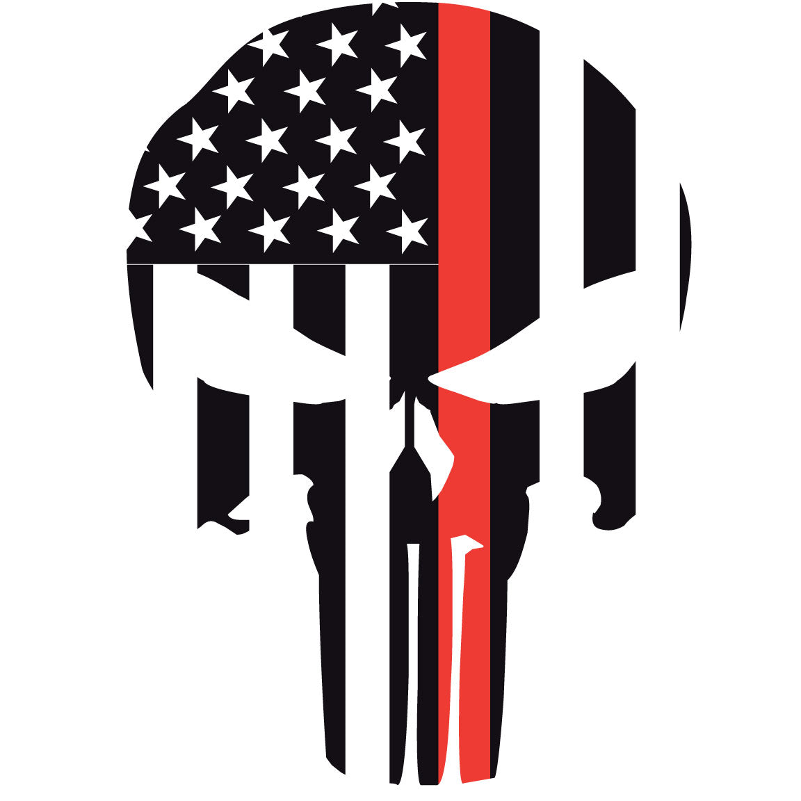 Firefighter Red Line Skull Window Decal – 3M Reflective Vinyl, USA Flag, Car/Truck Sticker