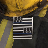 THIN BLUE LINE AMERICAN FLAGS REFLECTIVE WINDOW DECAL