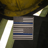THIN BLUE LINE AMERICAN FLAGS REFLECTIVE HELMET DECAL