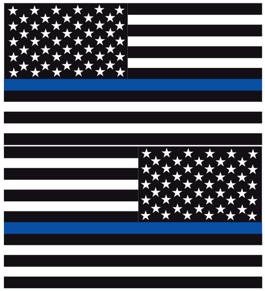 THIN BLUE LINE AMERICAN FLAGS REFLECTIVE HELMET DECAL