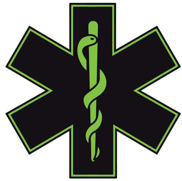 BLACK & GREEN STAR OF LIFE REFLECTIVE WINDOW DECAL