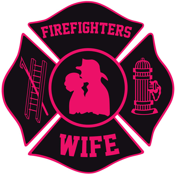 FIREFIGHTERS WIFE MALTESE CROSS WINDOW DECAL