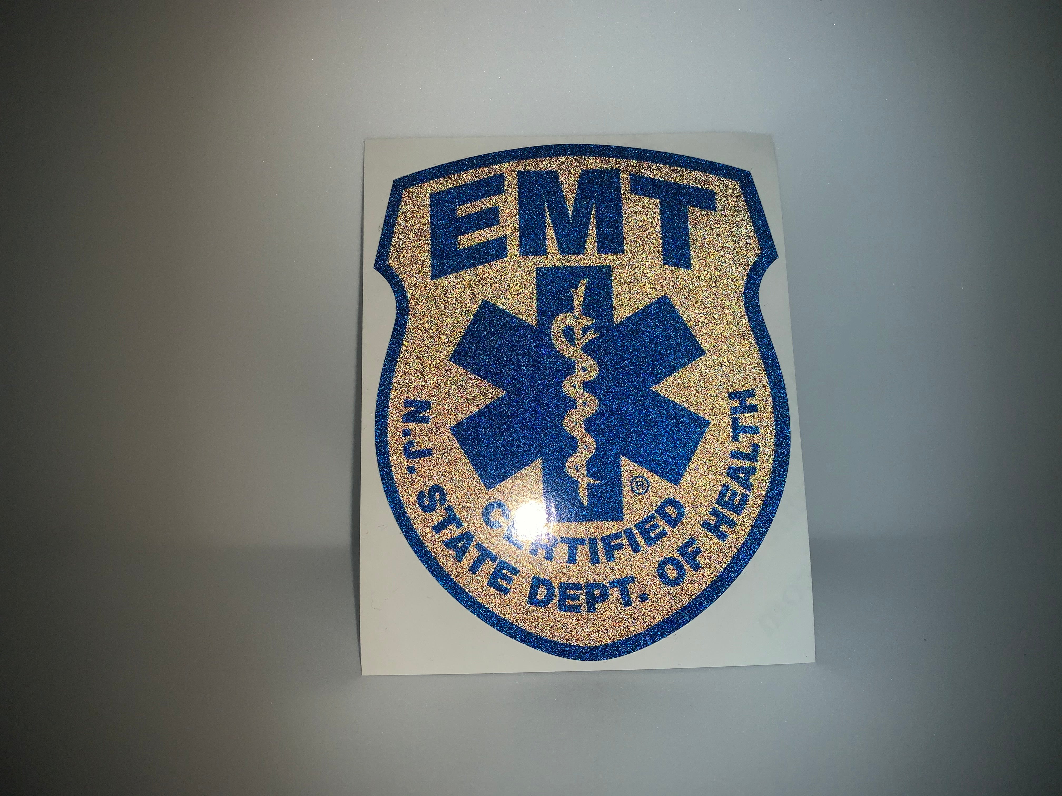 SUBDUED NEW JERSEY (NJ) EMERGENCY MEDICAL TECHNICIAN (EMT) PATCH WINDOW  DECAL