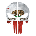 CALIFORNIA FLAG PUNISHER SKULL REAR HELMET REFLECTIVE HELMET DECAL