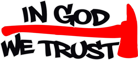 IN GOD WE TRUST RED LINE FIREFIGHTERS WINDOW DECAL