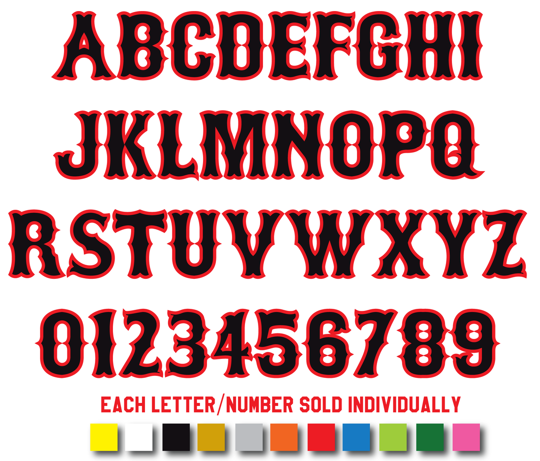 Serpentine Bold Reflective Letters & Numbers (1–5″) | DKE Decals