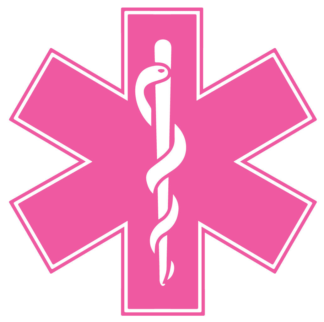 Pink Star of Life Reflective Window Decal Police Fire EMS Viny Graphics ...