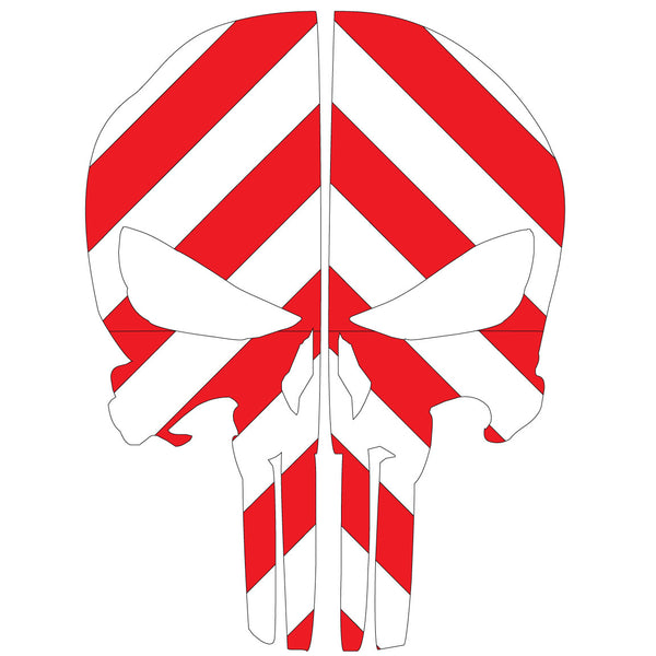 Punisher Skull Decal Stickers - Black & Red - Set Of 2 - 100x70mm - Perfect For Car, Bike, Van Bumpers